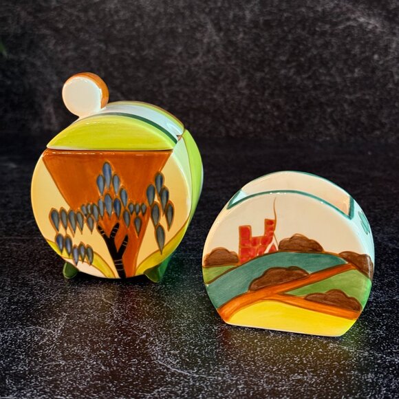 Vintage 1993 Clarice Cliff Sugar and Jam Jar Reproduction - Picture 2 of 10